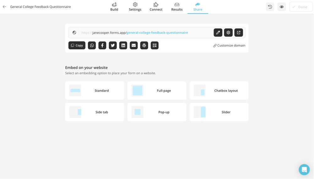 Share your questionnaire with students