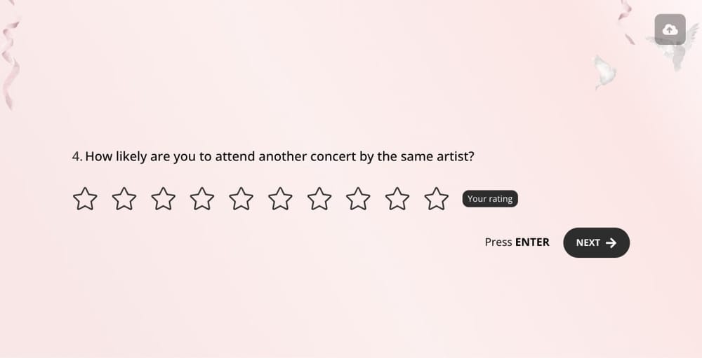 A concert satisfaction survey question about satisfaction