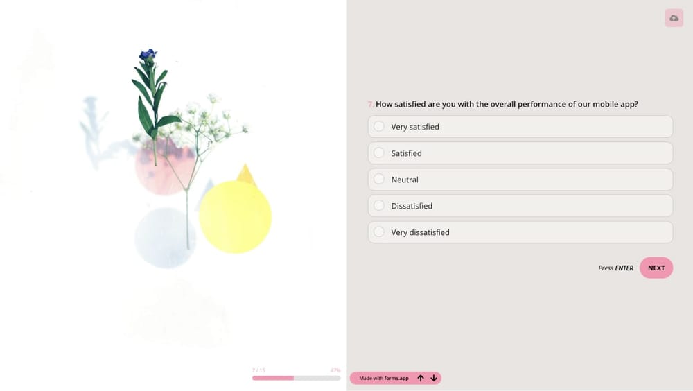 Mobilde sormak için bir açılır pencere anket sorusu