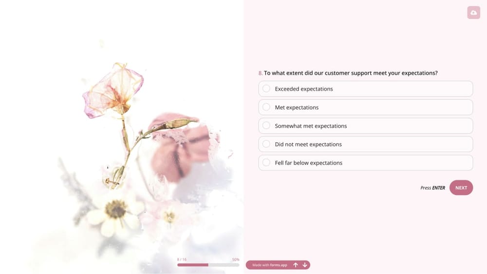 Müşteri memnuniyetini ölçmek için bir açılır pencere anket sorusu