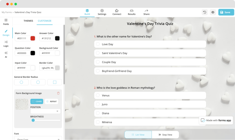 Personalize seu quiz