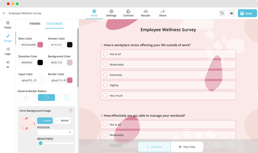 Change how your survey looks