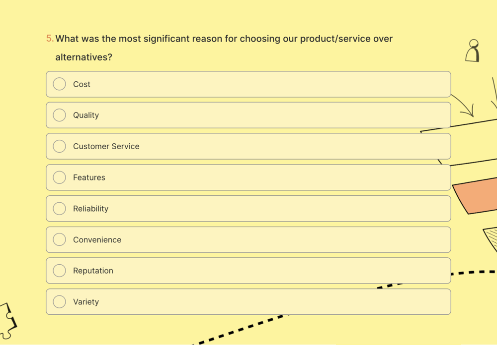 A survey question about the post-purchase stage
