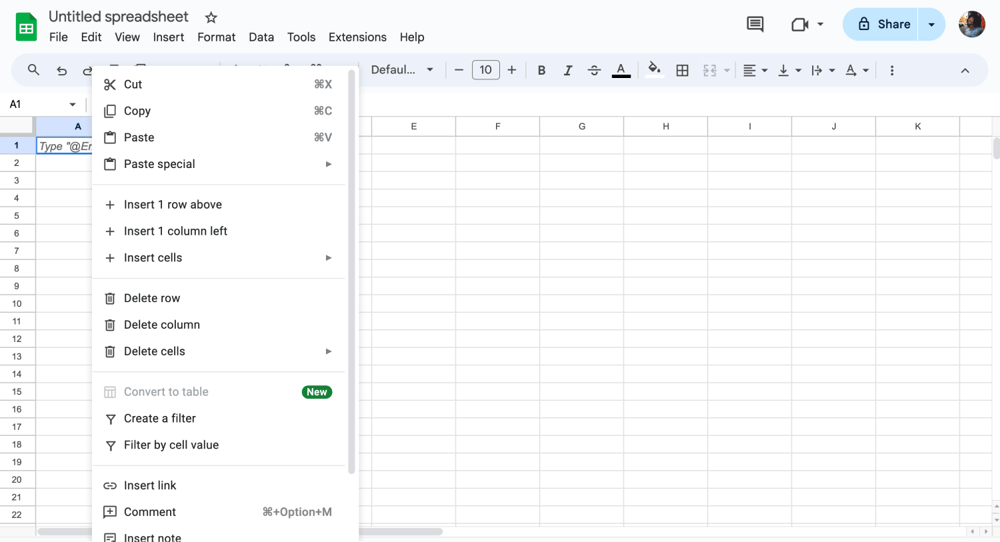 Satır ve sütun ekle