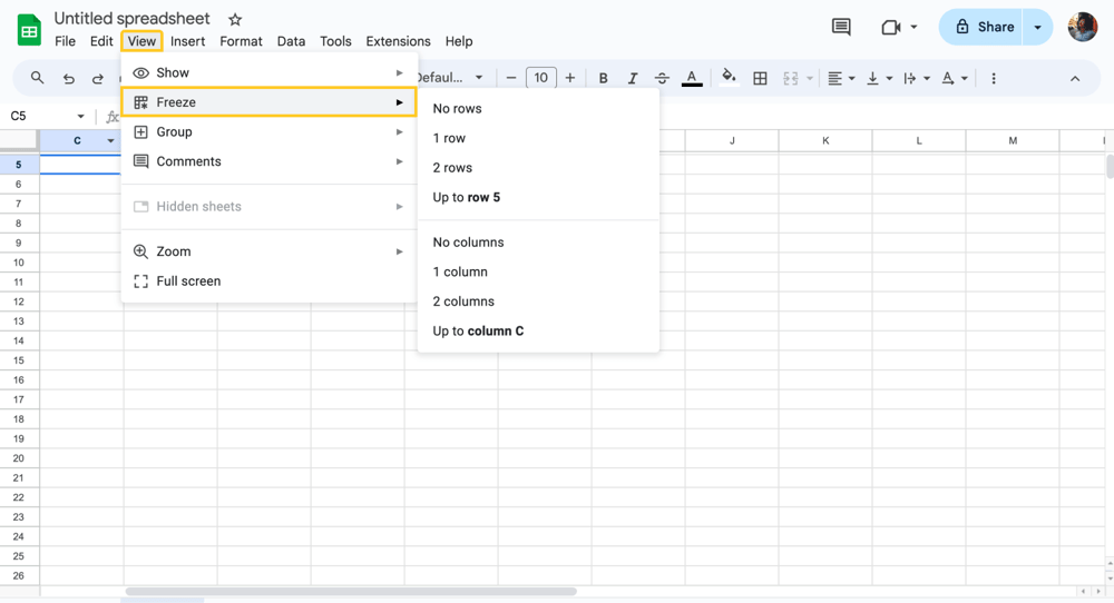 Satır veya sütunları sabitle