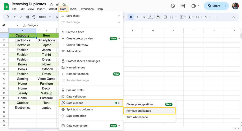 Tablonuzda yinelenenleri kaldırın