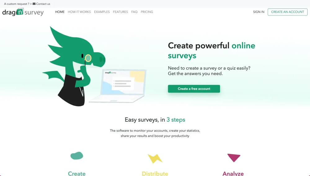 Drag’n Survey ana sayfası