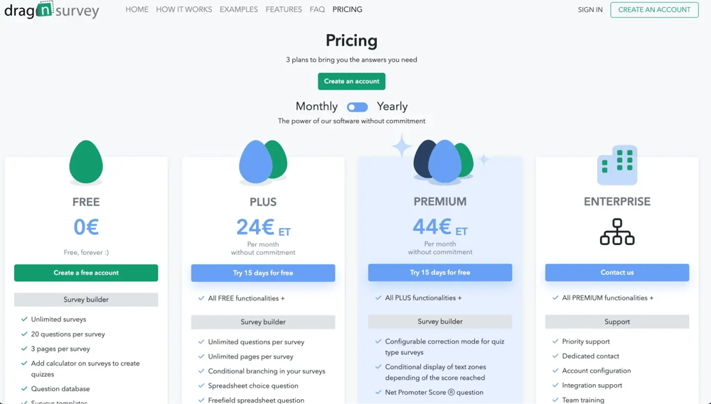 Drag’n Survey fiyatlandırması