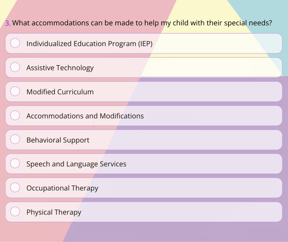 Öğrencilerin özel durumları hakkında bir anket sorusu