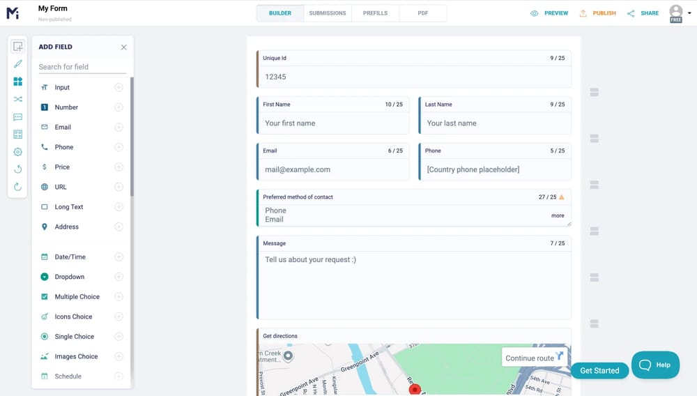Workspace of MightyForms
