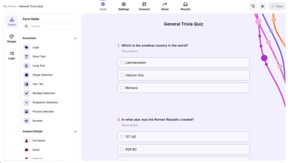 Workspace of forms.app
