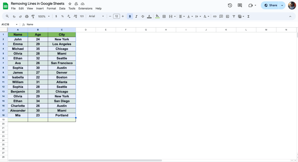 Selecciona todos tus datos