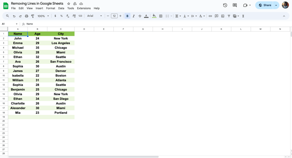 Haga clic en "Sin borde"