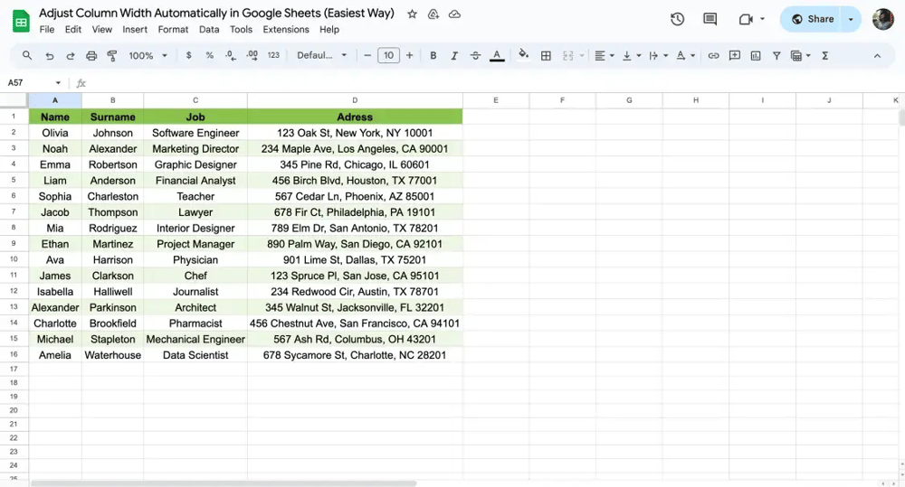 Double-click to resize