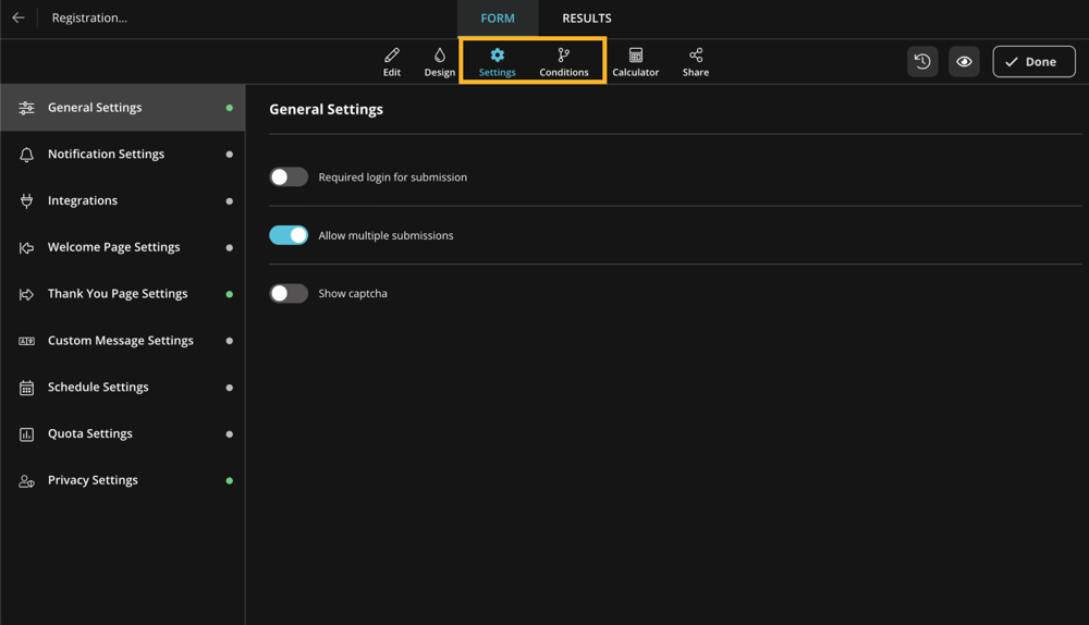 Adjust the settings and add conditions