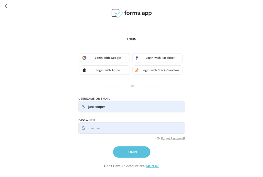 Sign in or create a forms.app account