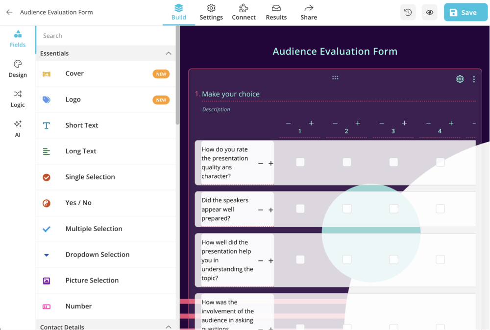 Edit the questions and customize the survey design
