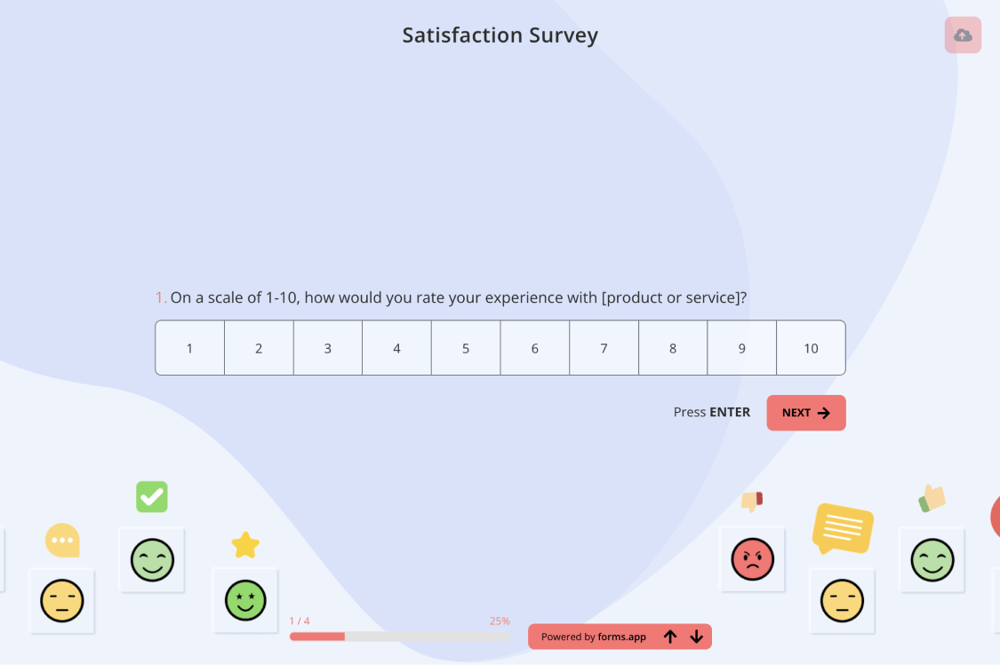 Questions examples for product and general satisfaction surveys