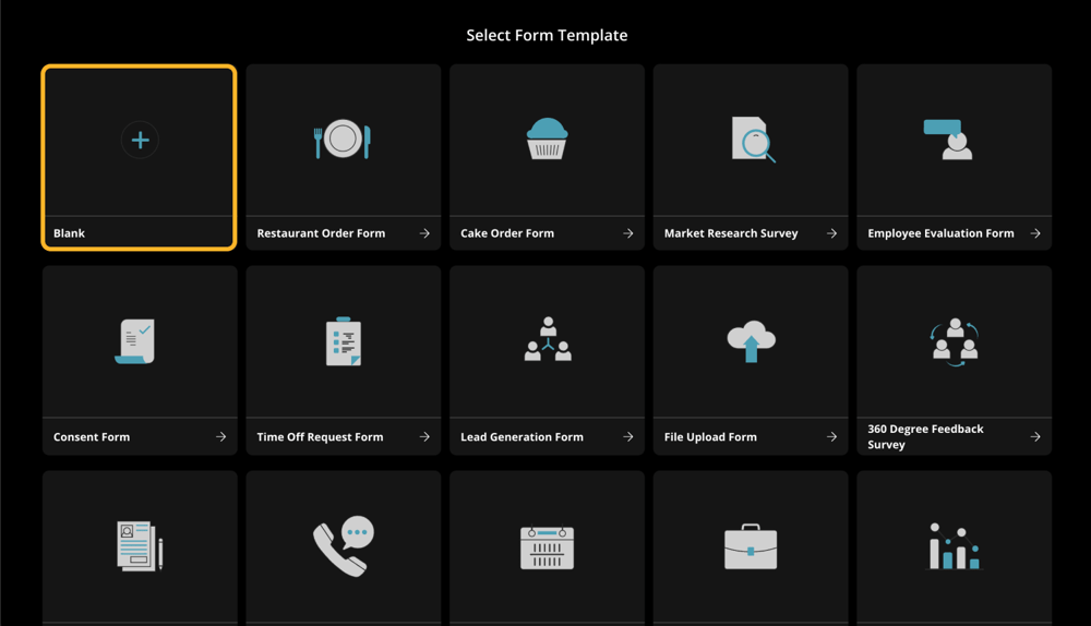 Create a blank form from scratch