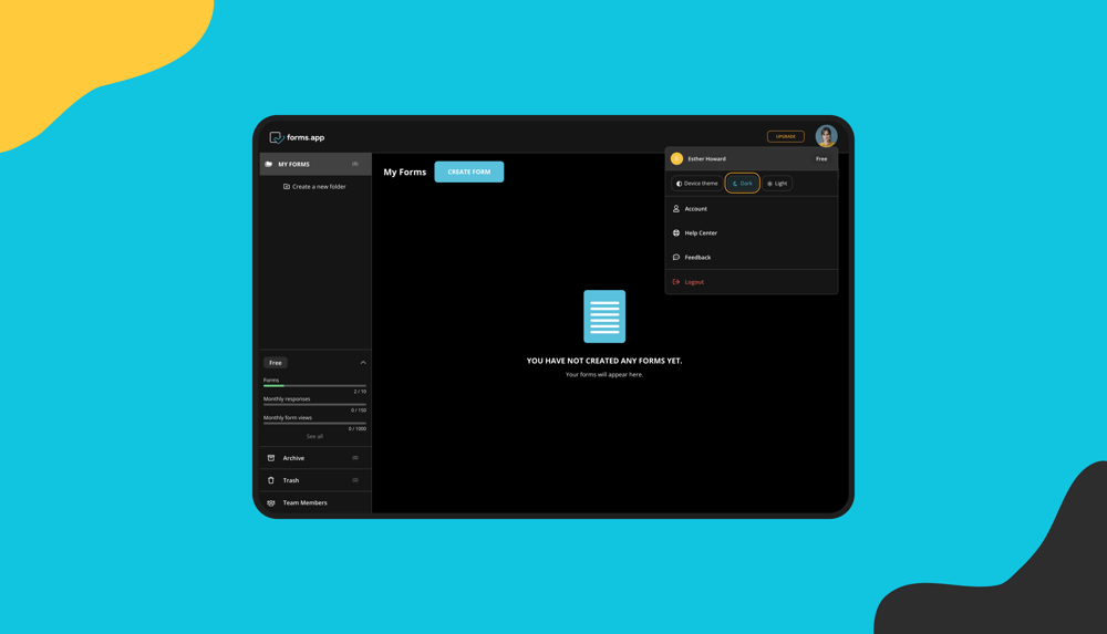 Enable or disable the dark mode
