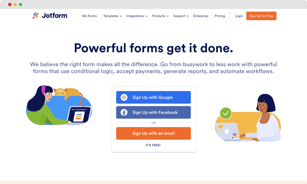 The Home Page of Jotform