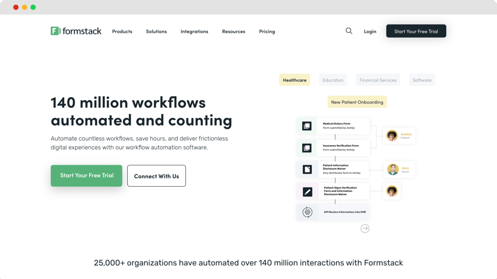 The Home Page of Formstack