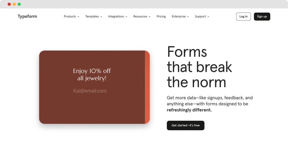 The Home Page of Typeform