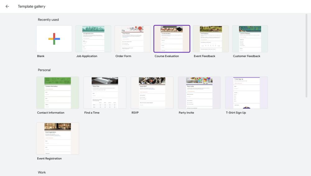 Log in and create a form to collect student feedback