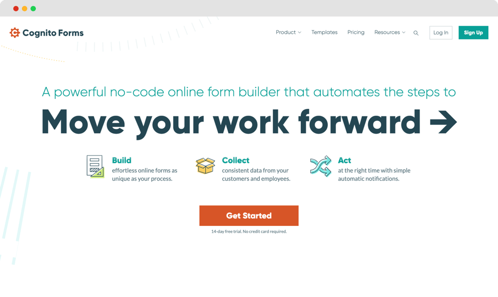 The home page of Cognito Forms