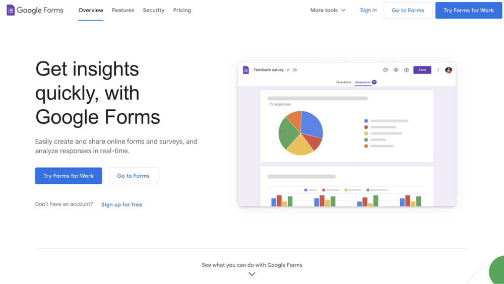 The dashboard of Google Forms