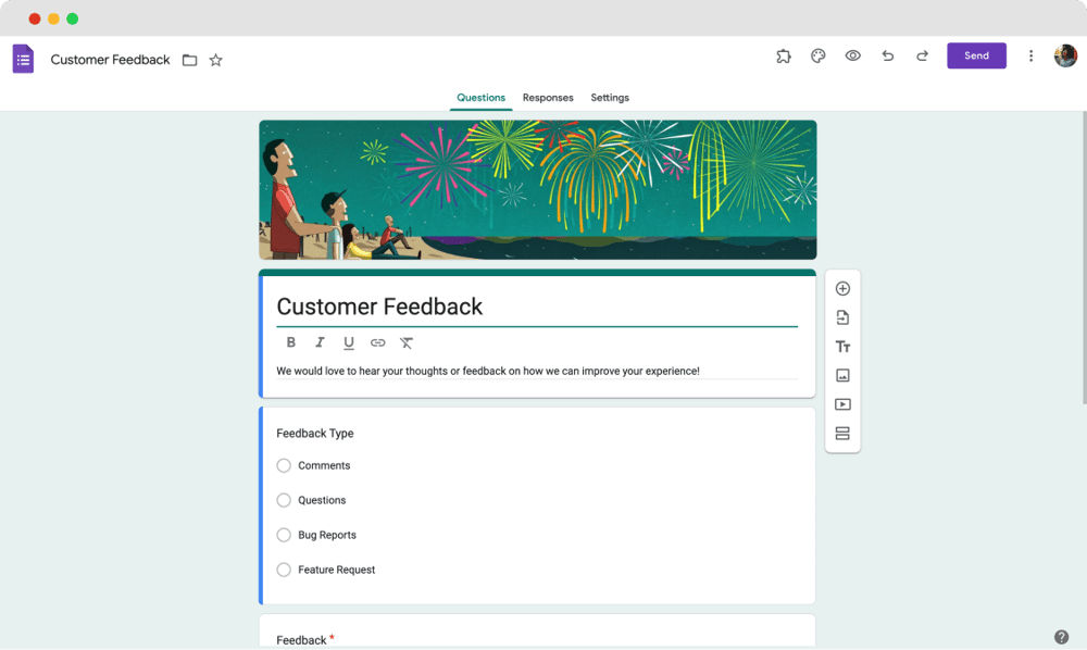 Google Forms - Modèle de feedback client