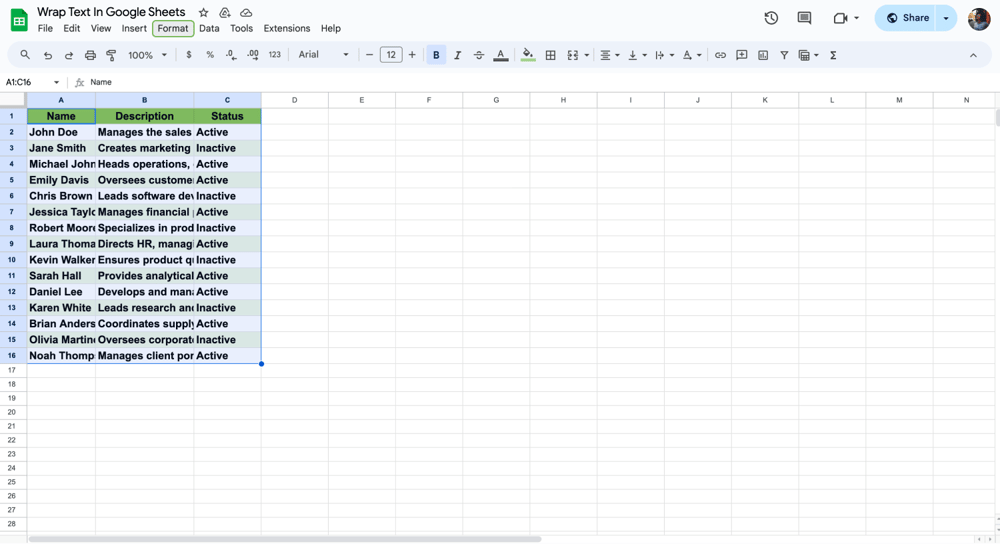 Klicken Sie auf "Format"