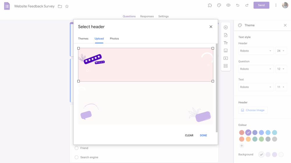 Carregue uma foto e redimensione-a