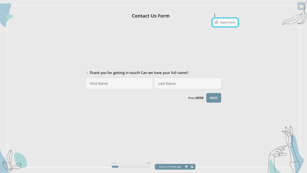 forms.app'te formunuzu içe aktarın
