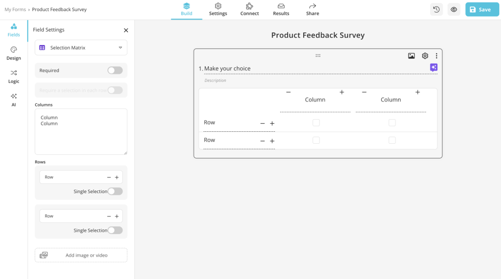 Advanced options of forms.app