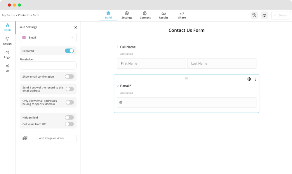 Fügen Sie Fragen zu Ihrem Kontaktformular hinzu
