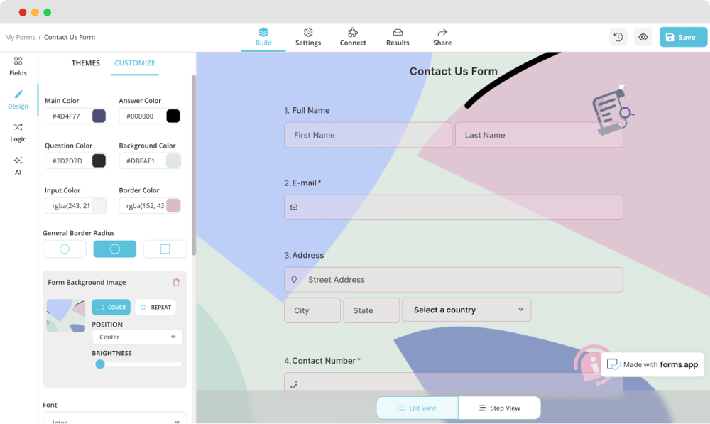 Anpassung des Designs