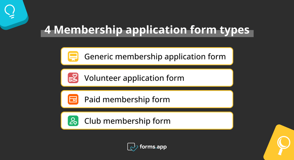 4 types of membership application forms