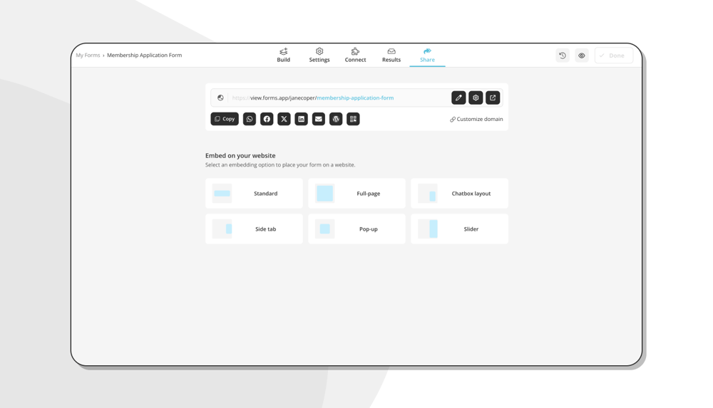 Share your membership application form