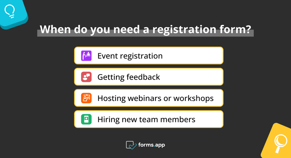 When to use a registration form