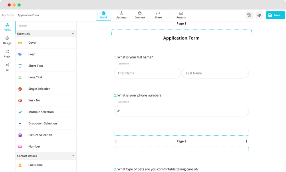 Use page break to divide pages