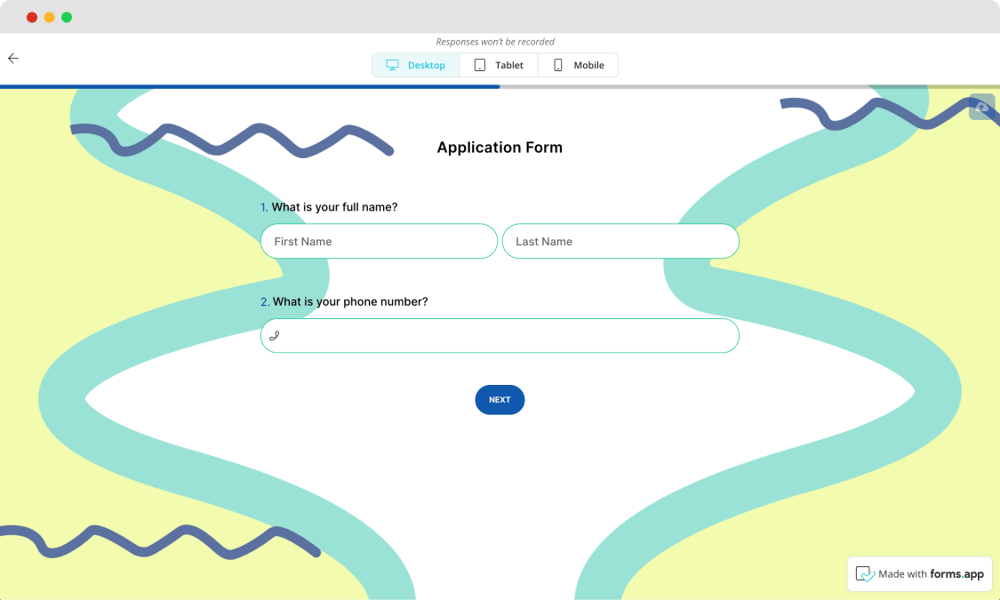 Test your application form