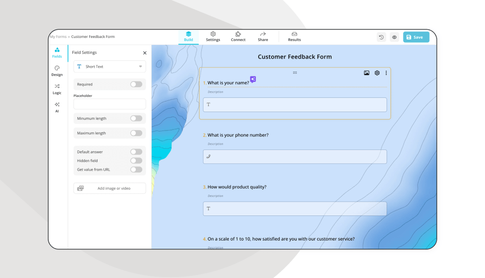 Geribildirim formu sorularınızı ekleyin