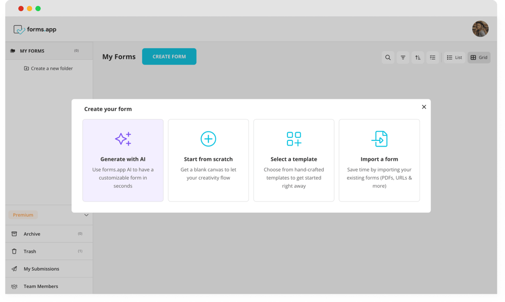Choose a beginning option