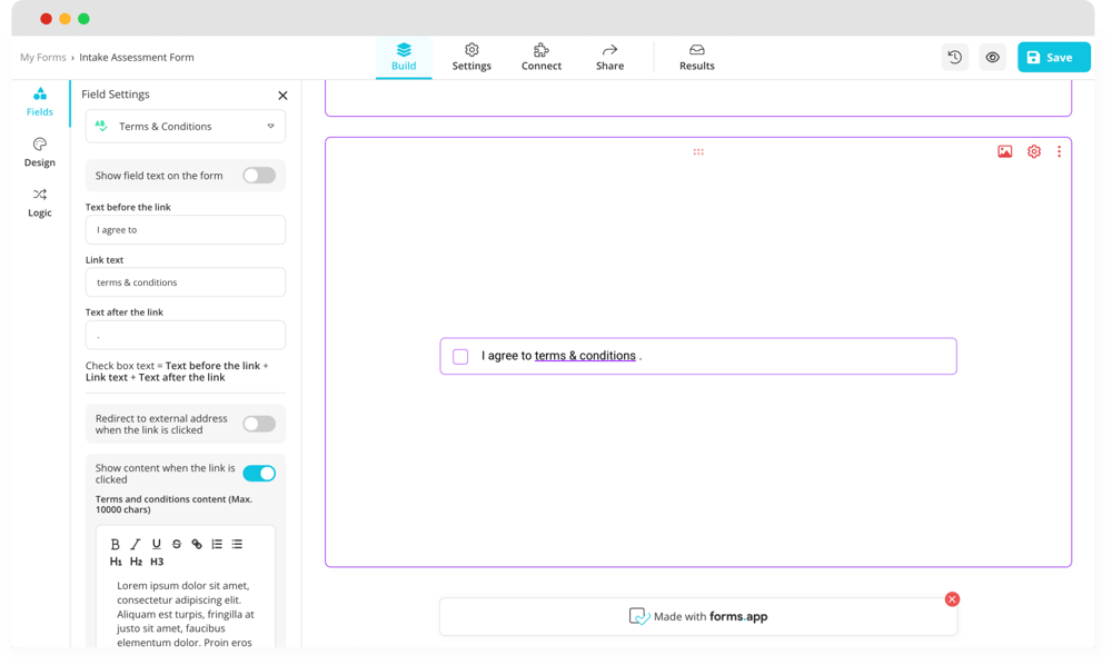 Add a Legal &amp; Consent field