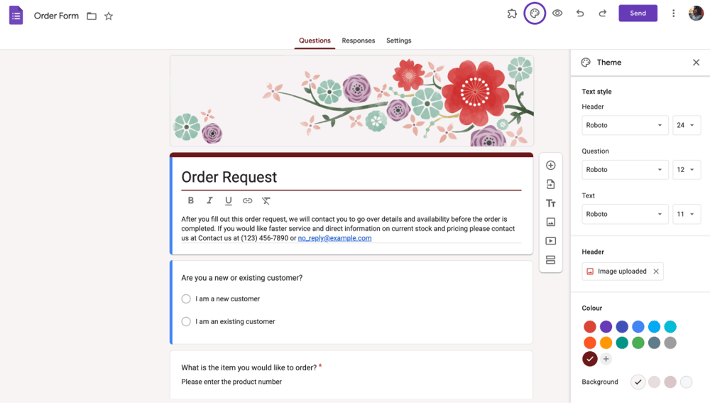 Personalize seu formulário de pedido