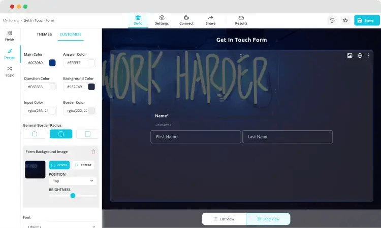 Customizing the design of your form