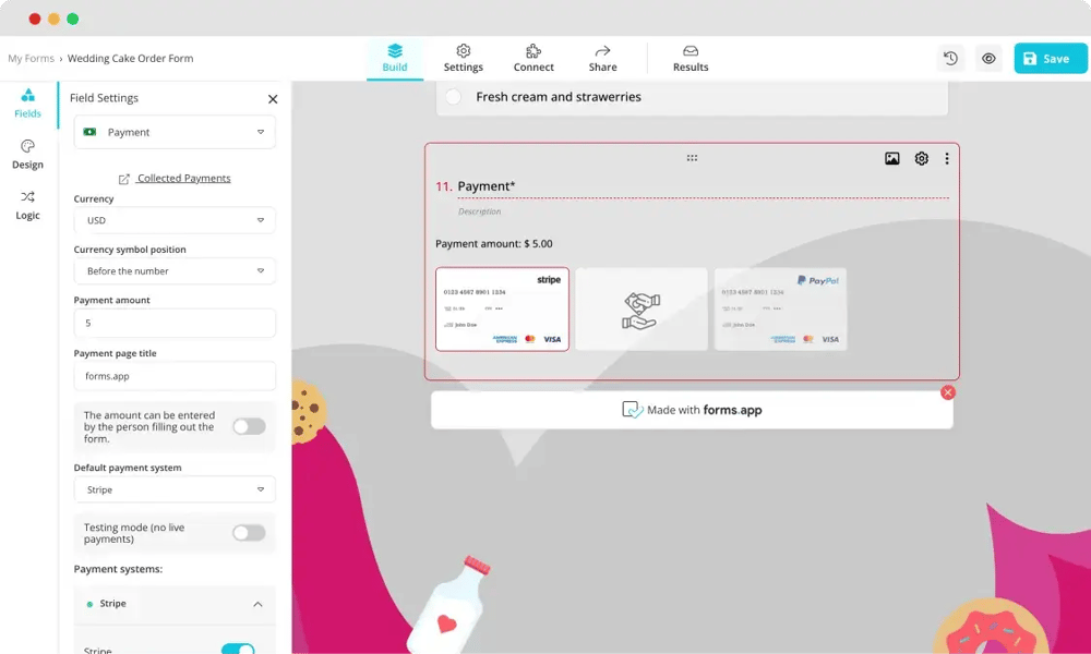 Add the payment field to your form