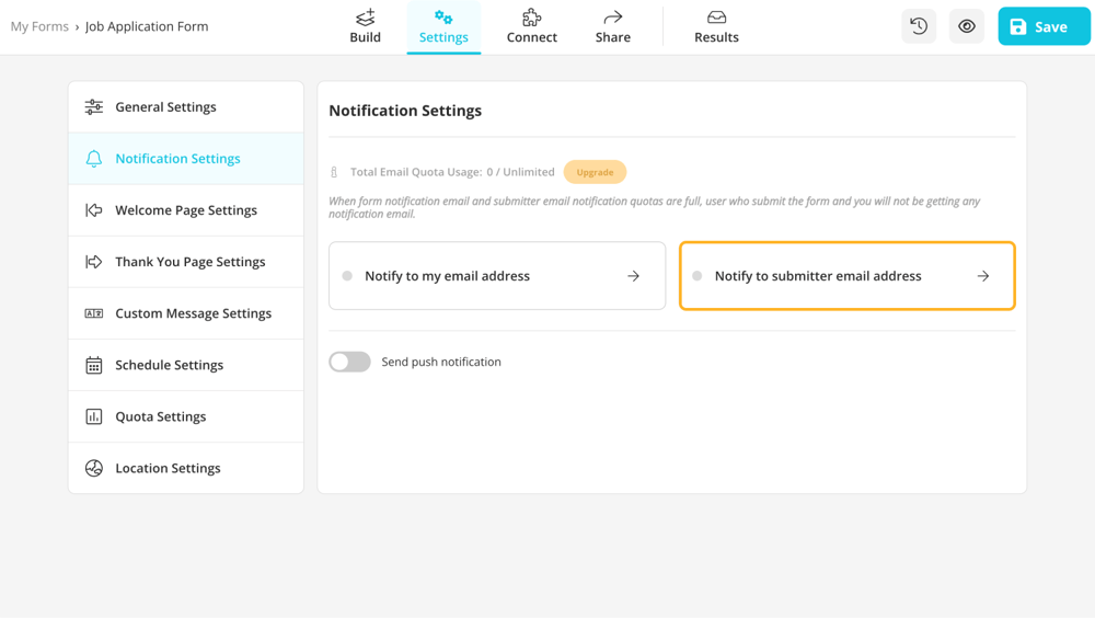 Notify to submitter email address