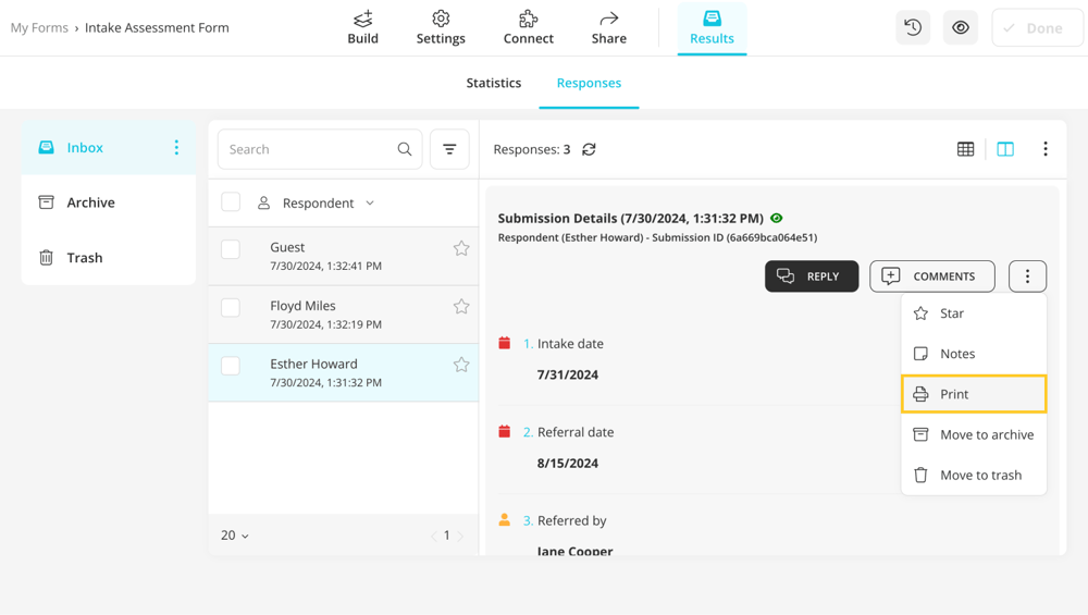 Print your responses on forms.app
